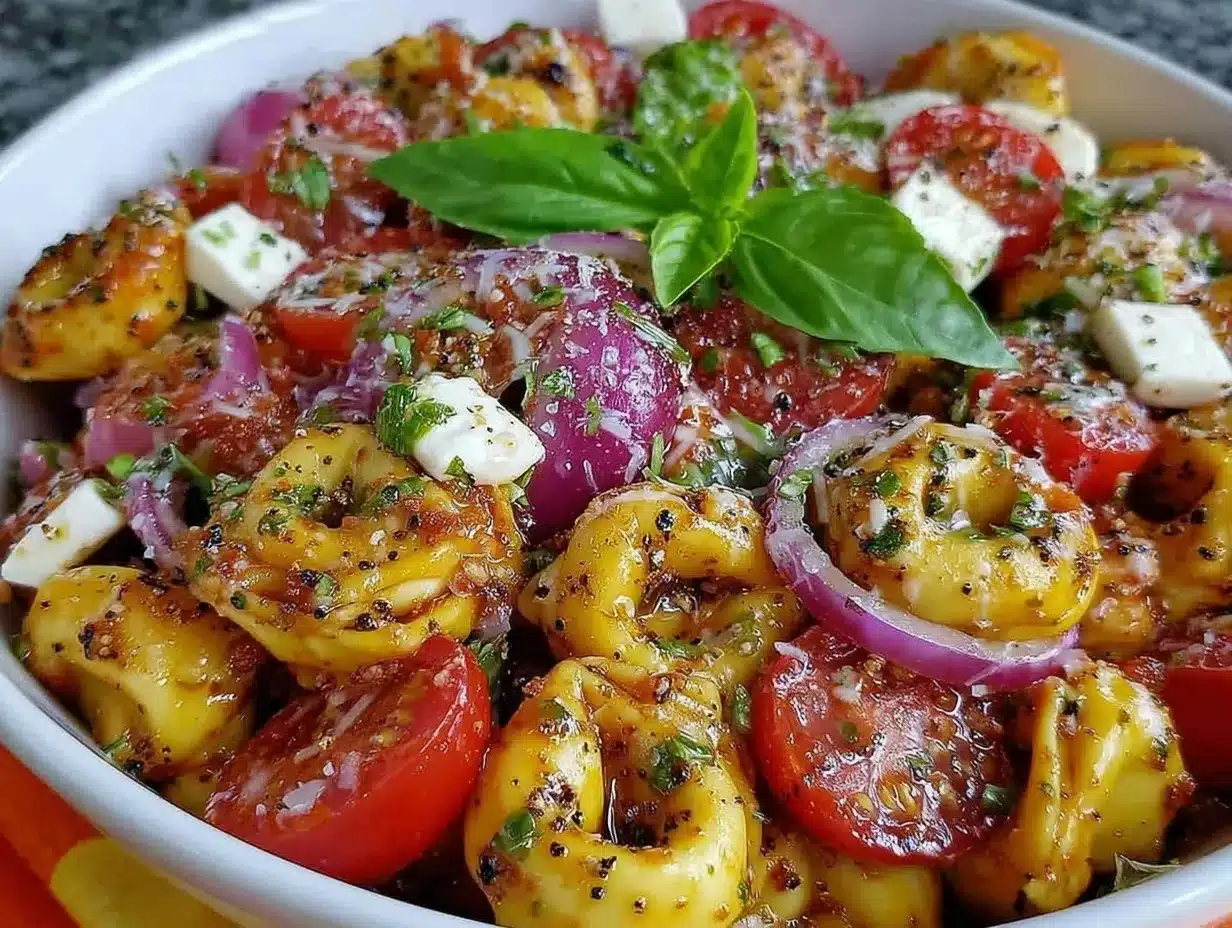 creamy italian tortellini pasta salad preparation steps