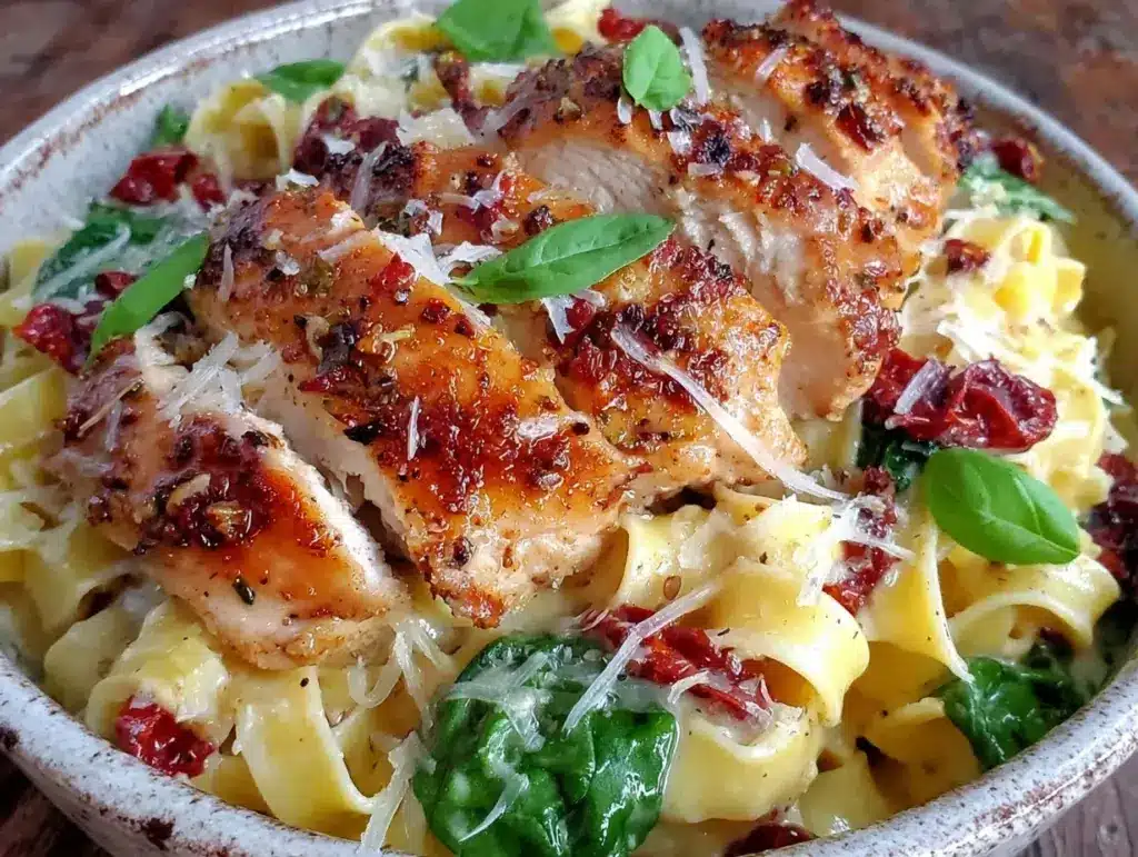 creamy one-pot tuscan chicken pasta - featured image