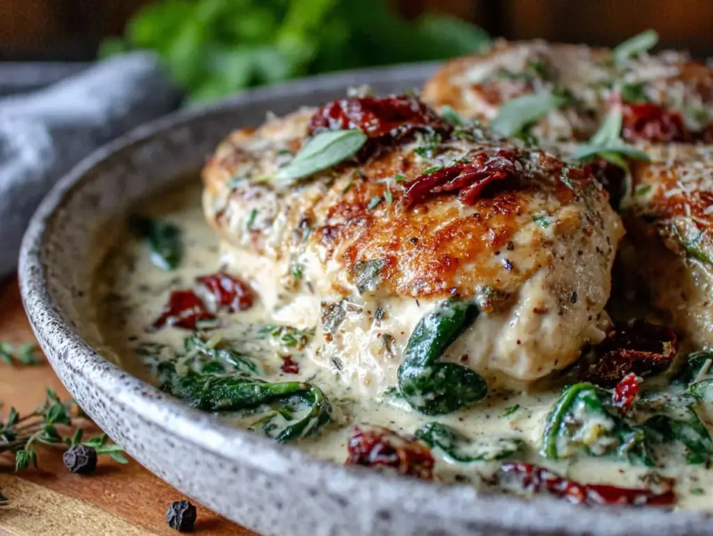 creamy tuscan chicken recipe - featured image