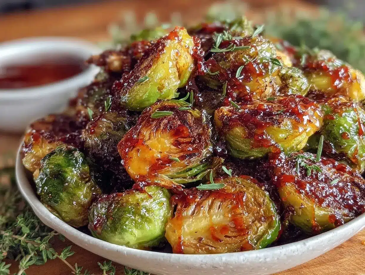 crispy air fryer honey sriracha brussels sprouts preparation steps