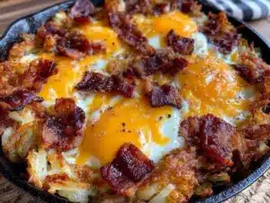 crispy bacon cheddar breakfast skillet - featured image