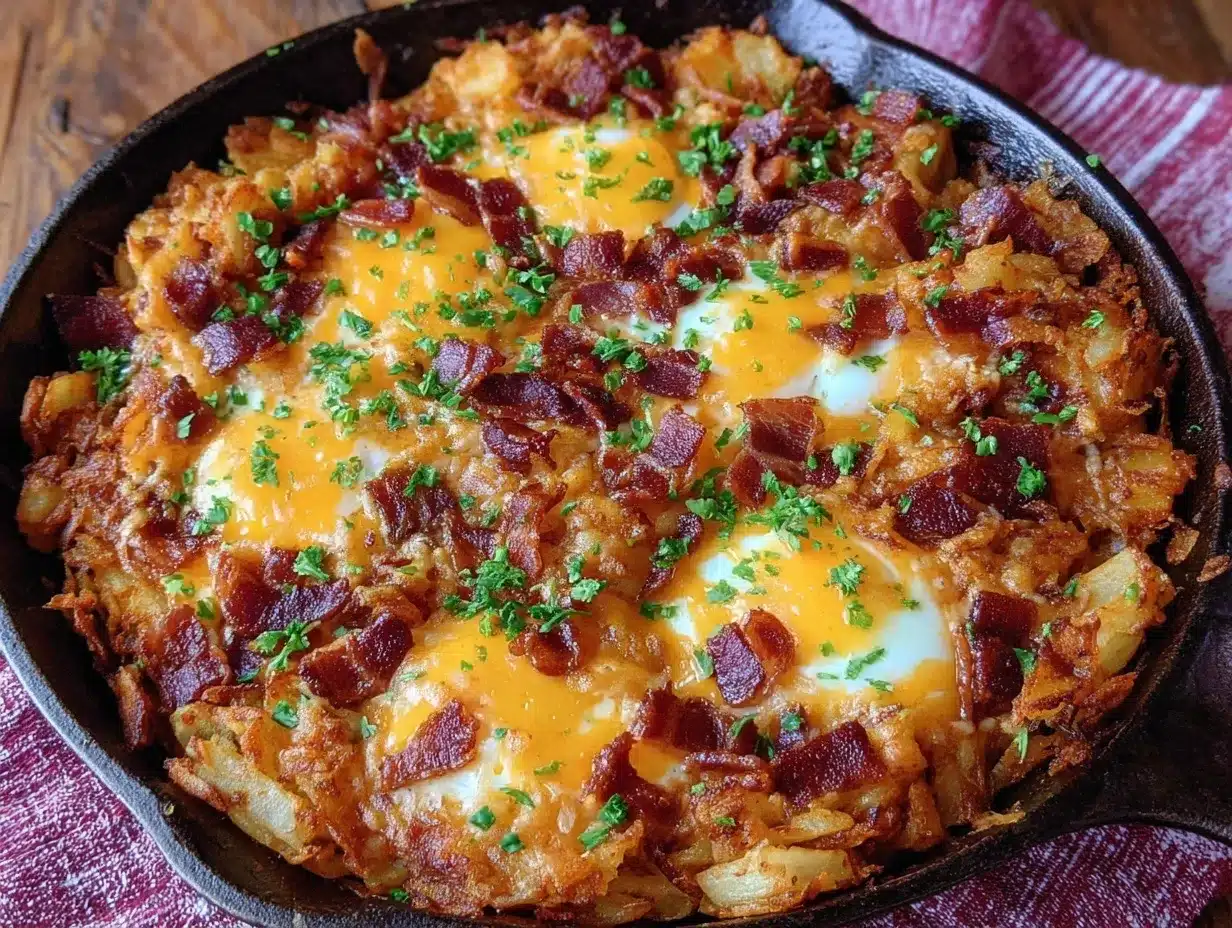 crispy bacon cheddar breakfast skillet preparation steps