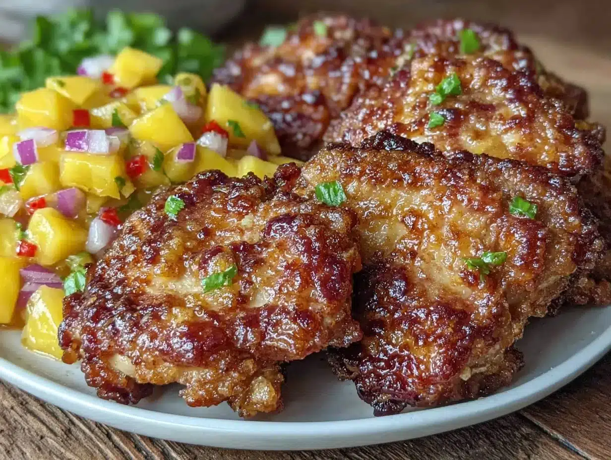 crispy chicken thighs with fresh peach salsa preparation steps