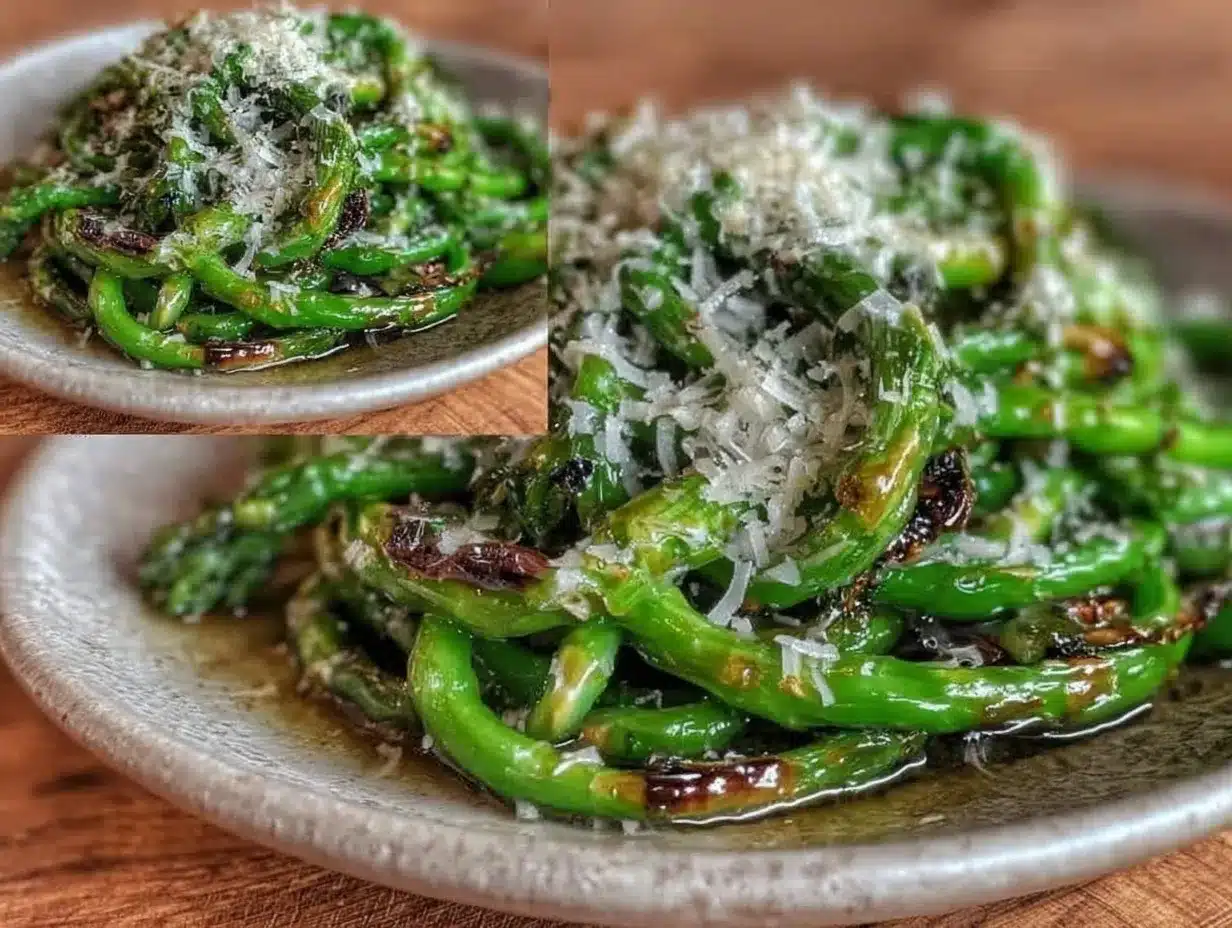 crispy pan-seared garlic scapes preparation steps