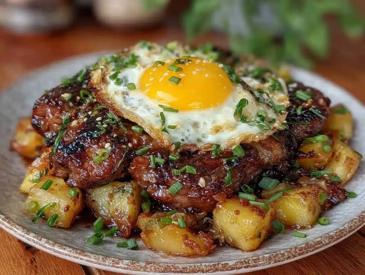 crispy steak and egg hash preparation steps