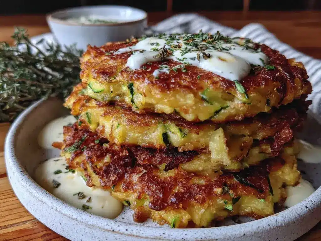 crispy zucchini fritters - featured image