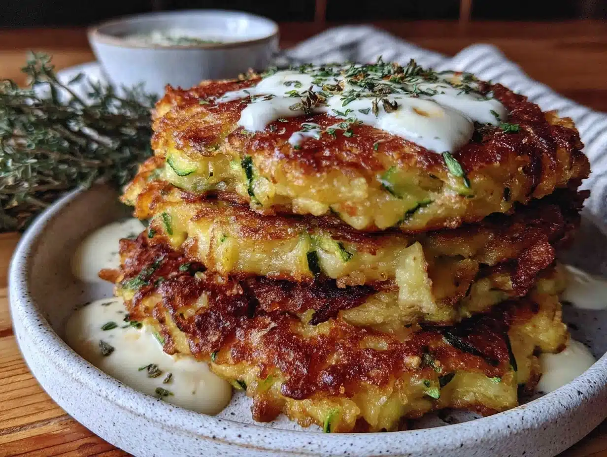 crispy zucchini fritters - featured image