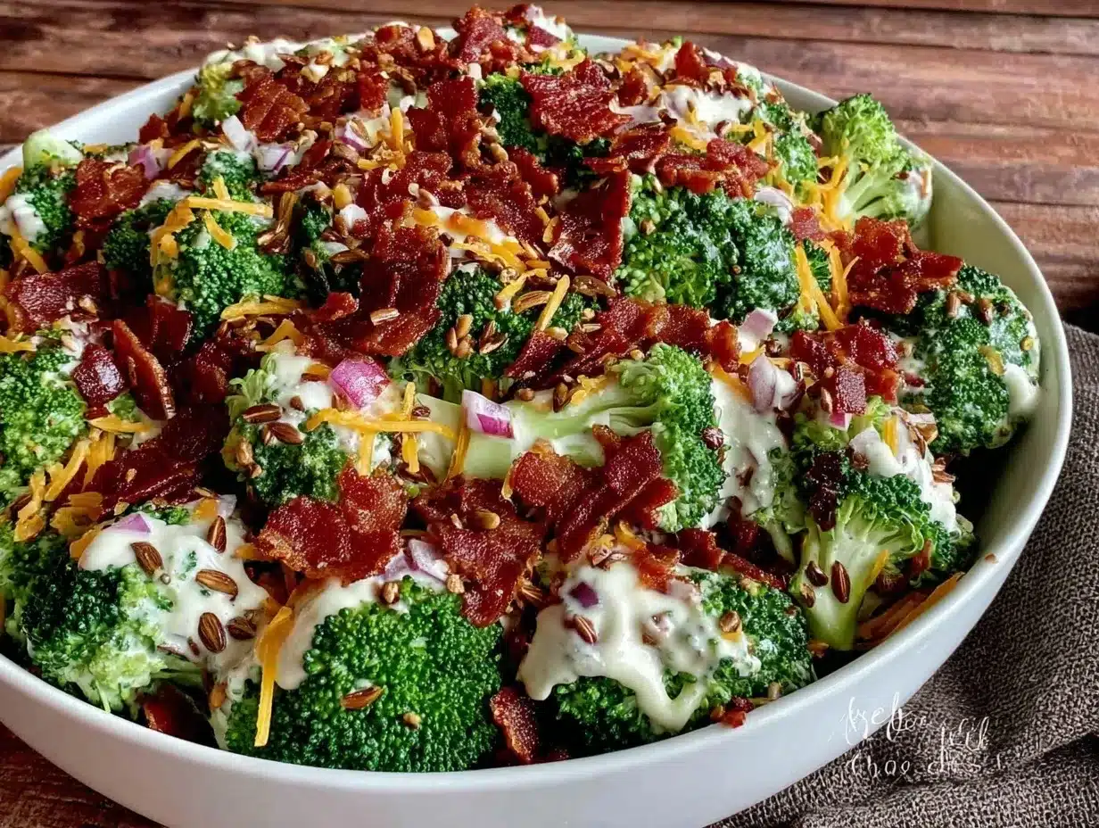 crunchy broccoli bacon ranch salad preparation steps