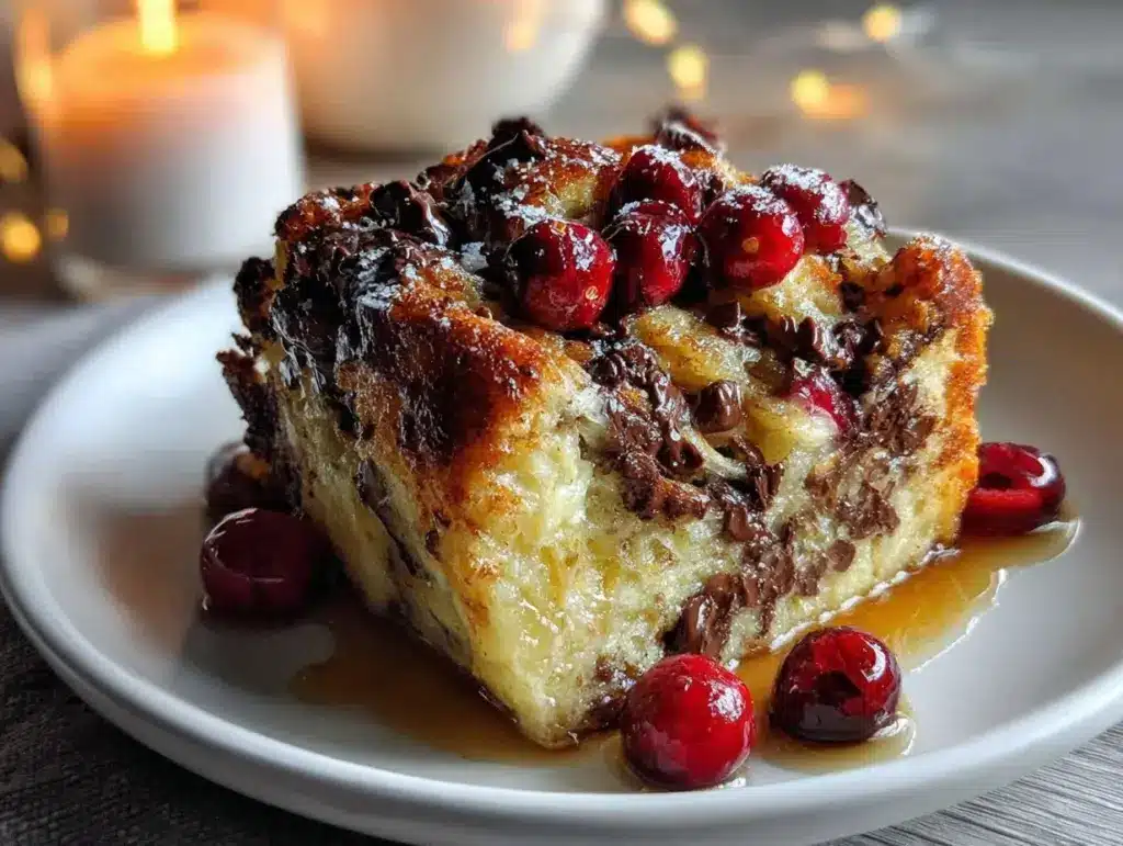 dark chocolate cherry bread pudding - featured image