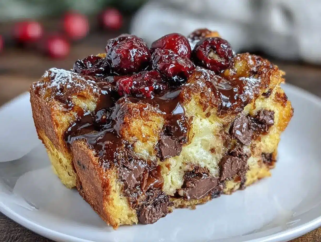 dark chocolate cherry bread pudding preparation steps