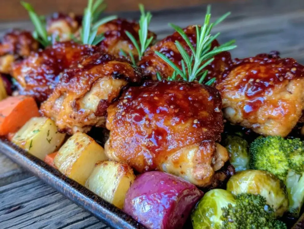 easy crispy sheet pan honey mustard chicken - featured image