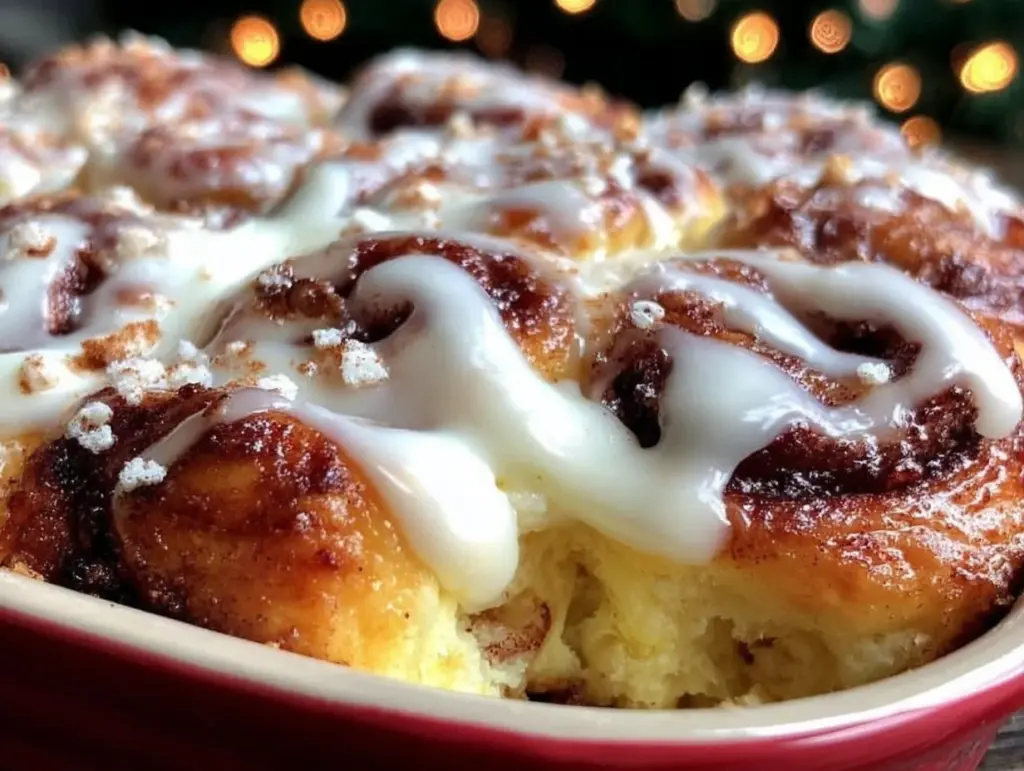 easy make-ahead cinnamon roll casserole - featured image