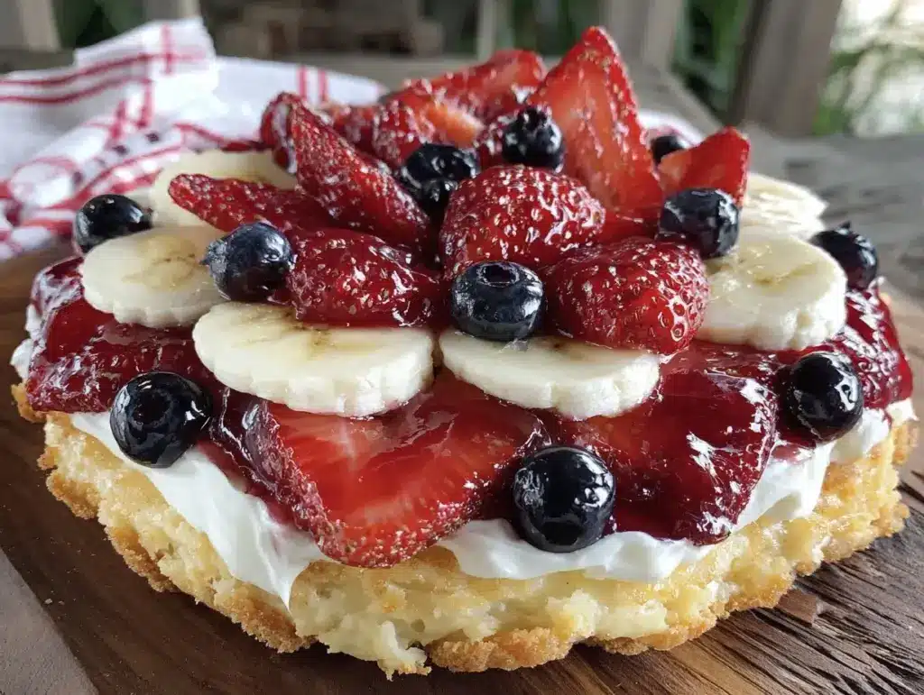 easy patriotic fruit pizza - featured image