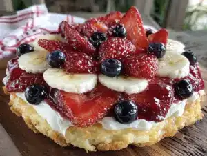 easy patriotic fruit pizza - featured image