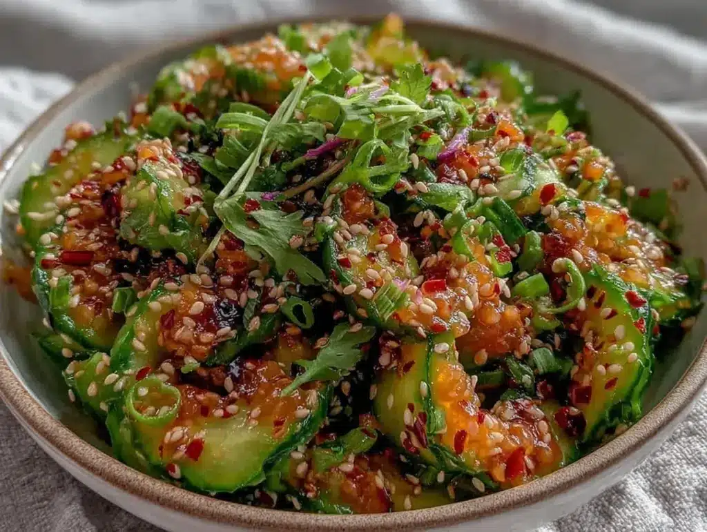 fresh asian sesame cucumber salad - featured image