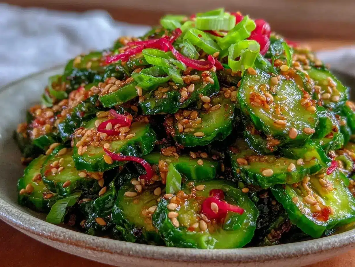 fresh asian sesame cucumber salad preparation steps