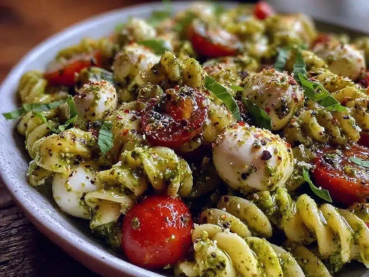 Fresh Caprese Pasta Salad preparation steps