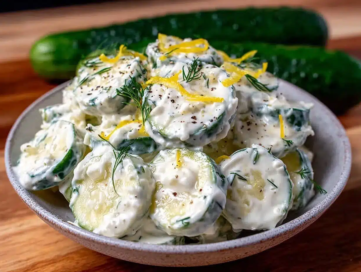 Fresh Creamy Cucumber Dill Greek Yogurt Salad preparation steps