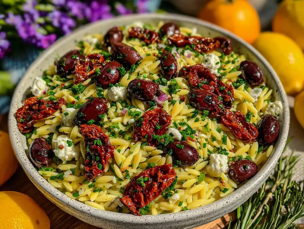 fresh greek orzo pasta salad - featured image