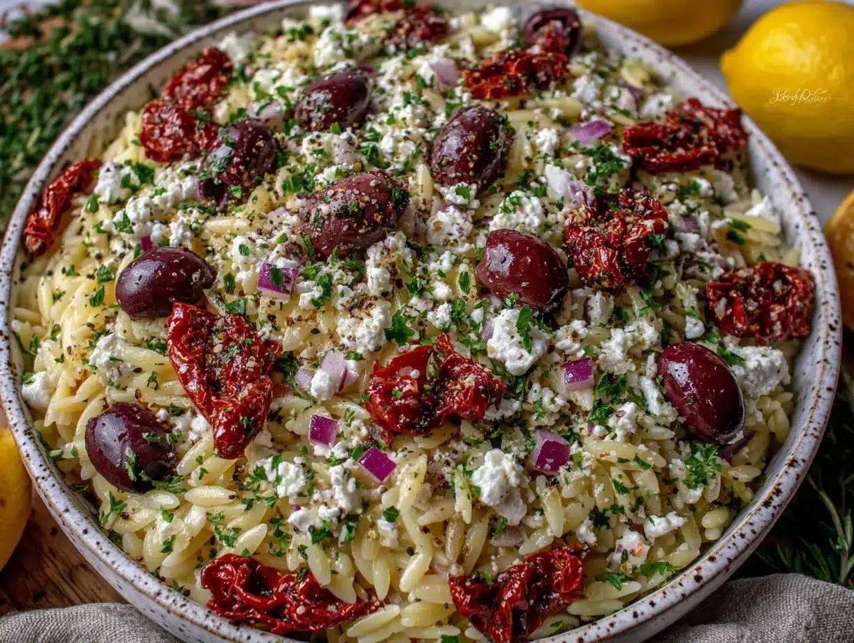 fresh greek orzo pasta salad preparation steps