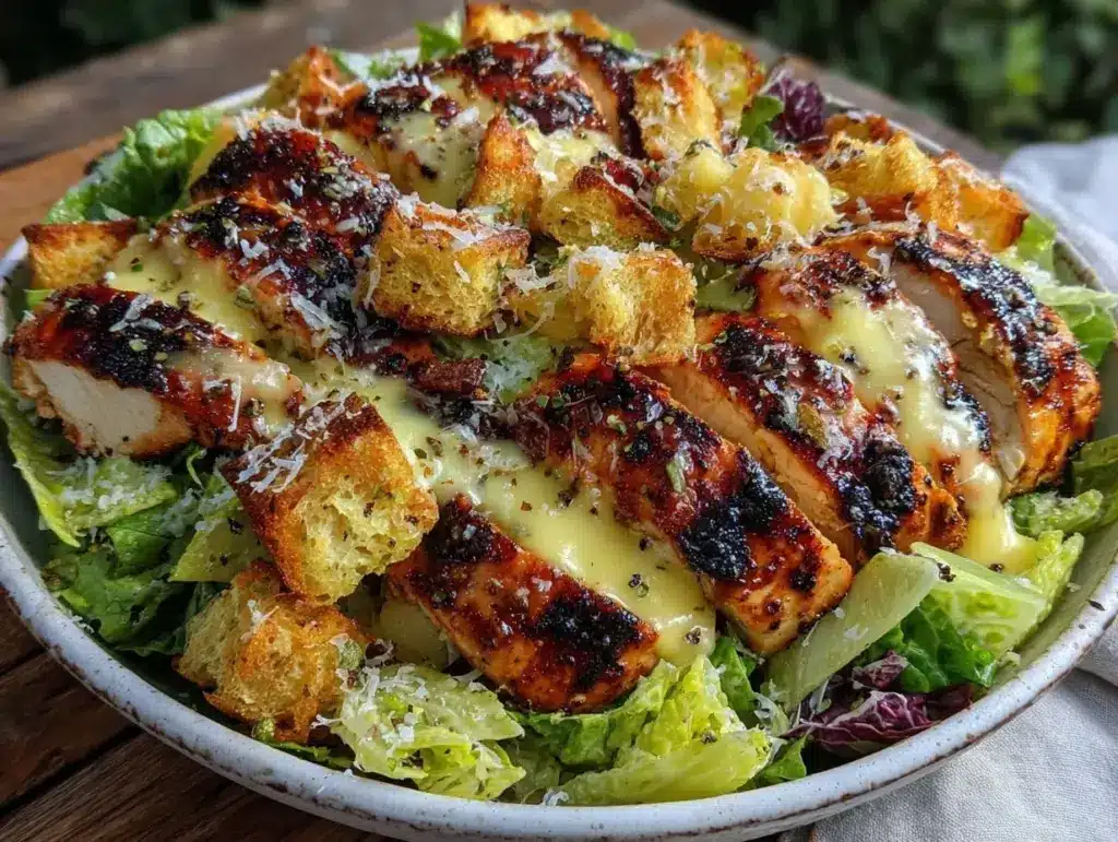fresh grilled caesar chicken chopped salad - featured image