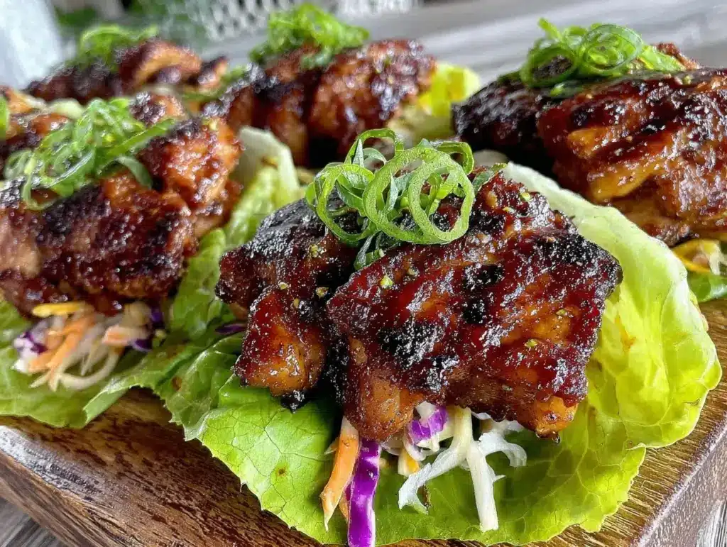 fresh grilled chicken teriyaki lettuce wraps - featured image
