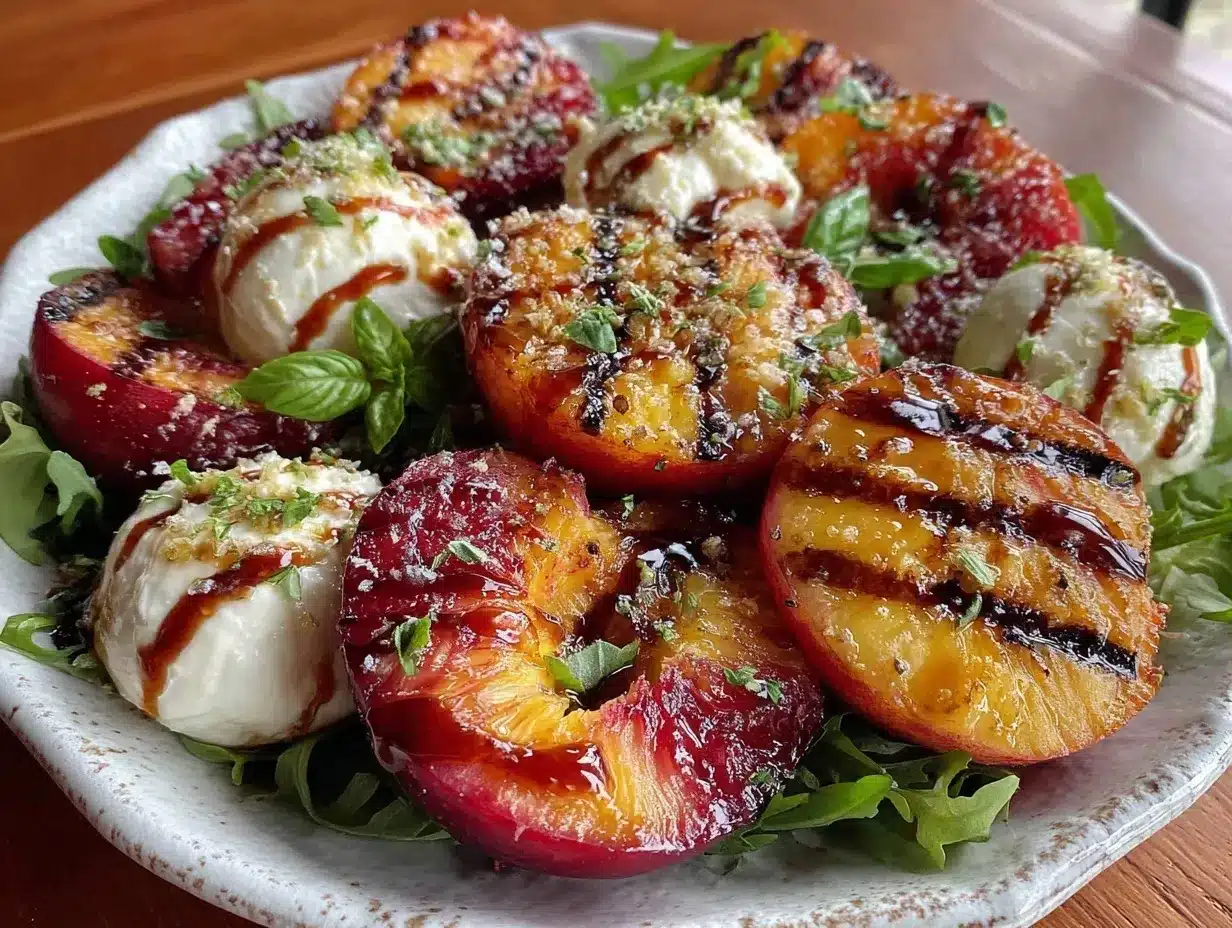 fresh grilled nectarine burrata salad preparation steps