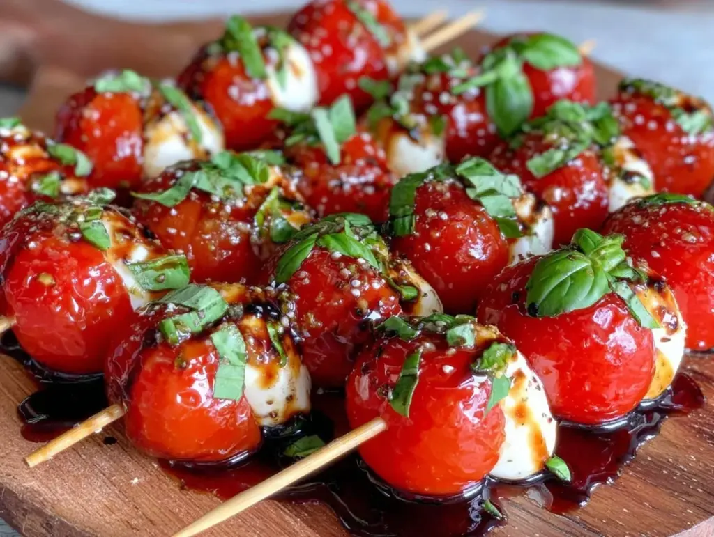 fresh mini Caprese skewers - featured image