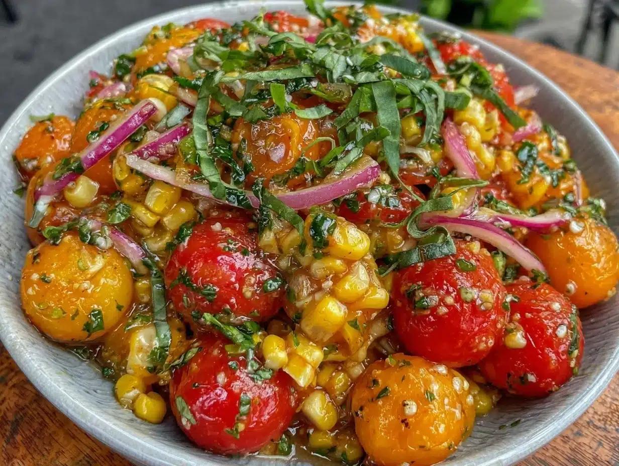 fresh tomato corn salad - featured image