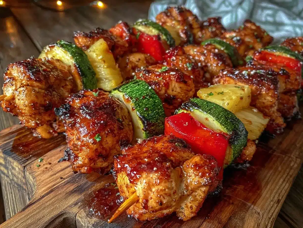 grilled honey bbq chicken kabobs preparation steps