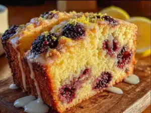 moist blackberry lemon pound cake - featured image