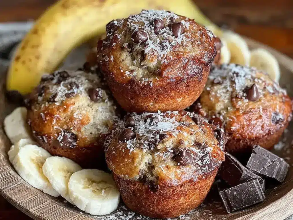 moist chocolate chip banana bread muffins - featured image