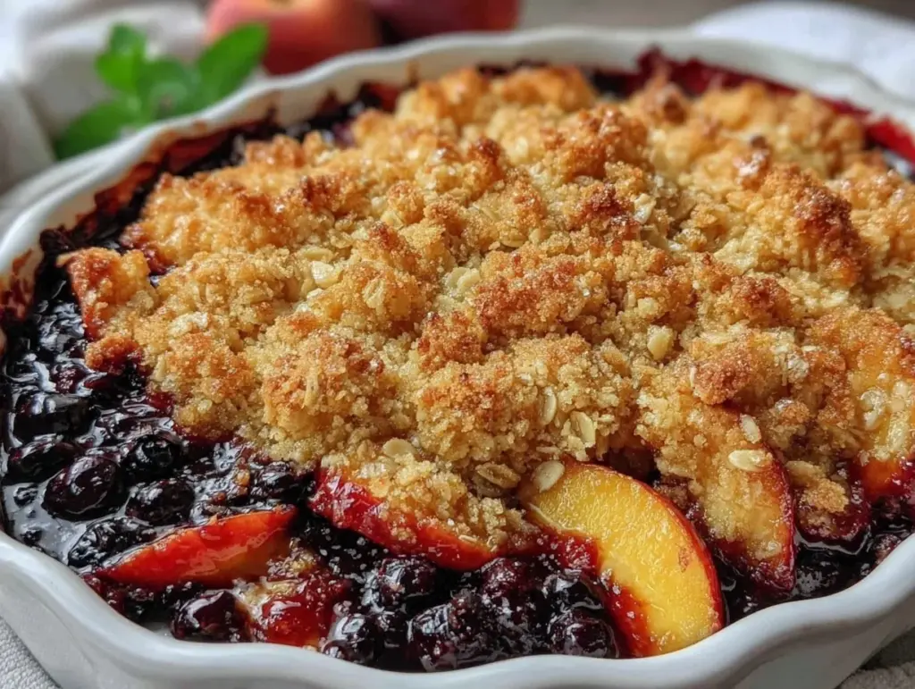 nectarine blueberry crisp - featured image