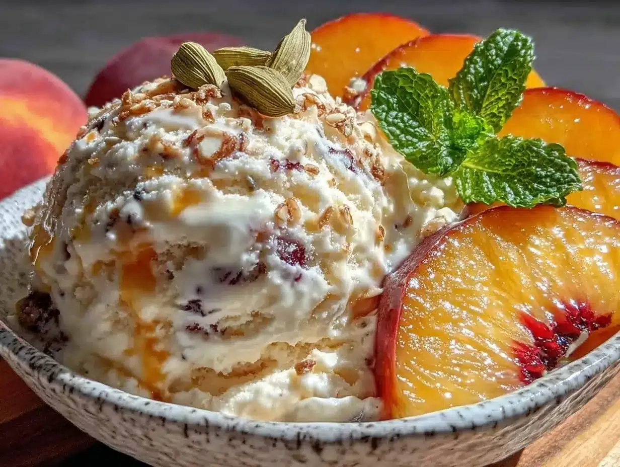 no-churn peach cardamom ice cream preparation steps