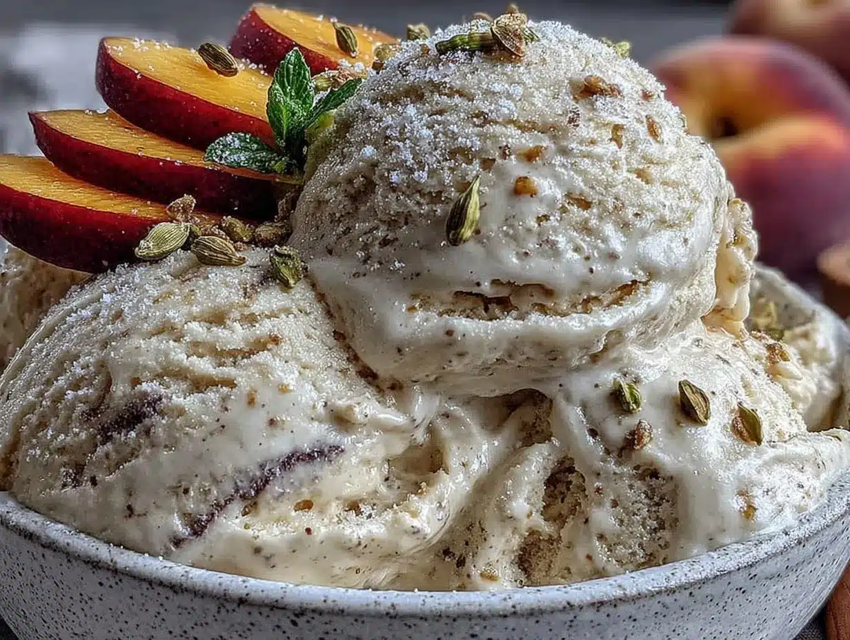 no-churn peach cardamom ice cream preparation steps