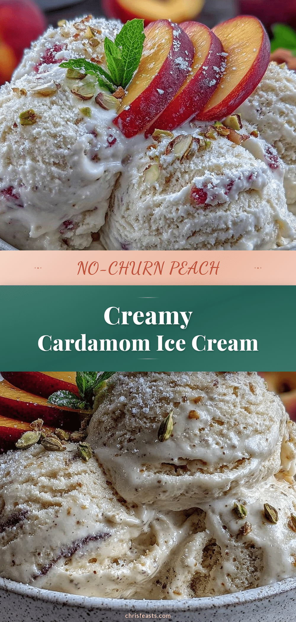 no-churn peach cardamom ice cream recipe