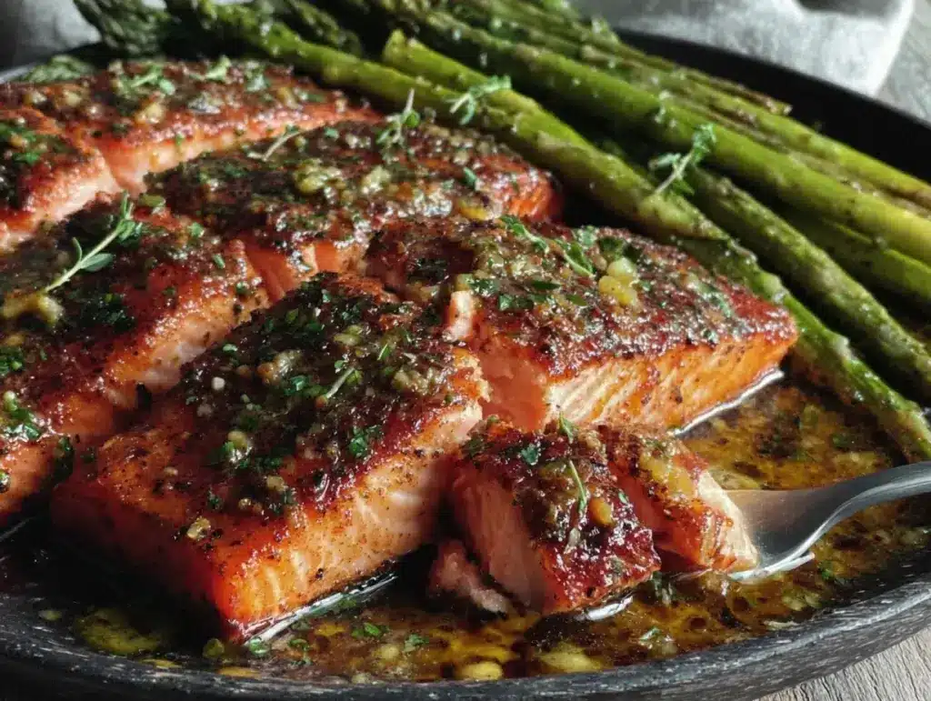 one-pan garlic butter salmon - featured image