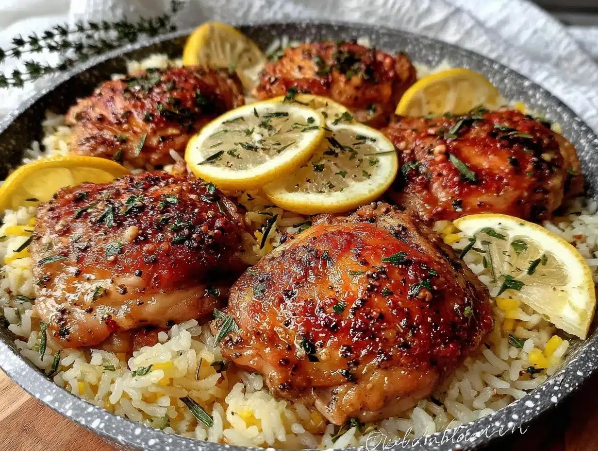 one-pan lemon pepper chicken and rice preparation steps