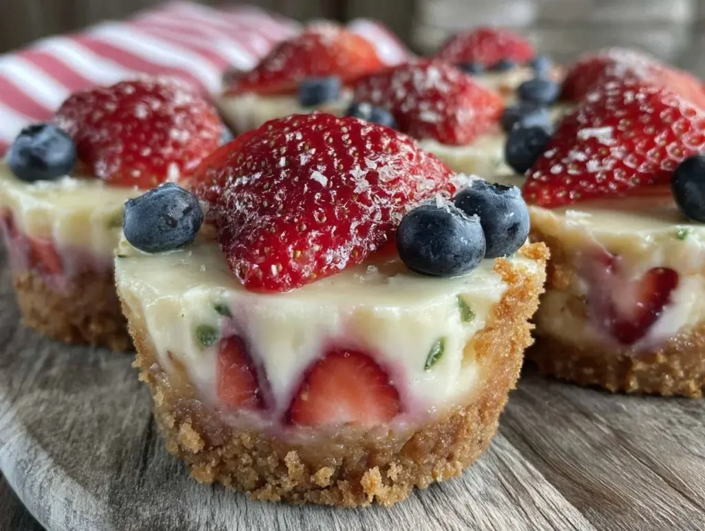 patriotic strawberry cheesecake cups - featured image