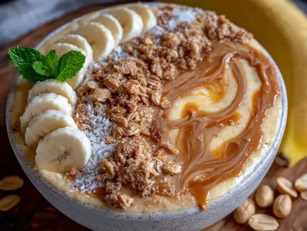 protein-packed peanut butter banana smoothie bowl - featured image
