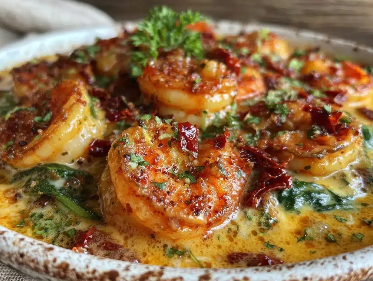 quick creamy garlic butter tuscan shrimp preparation steps