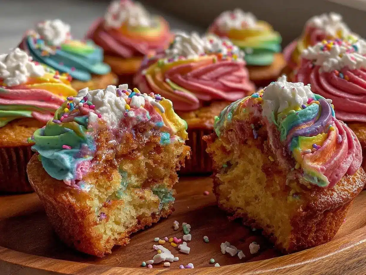 rainbow tie-dye cupcakes preparation steps