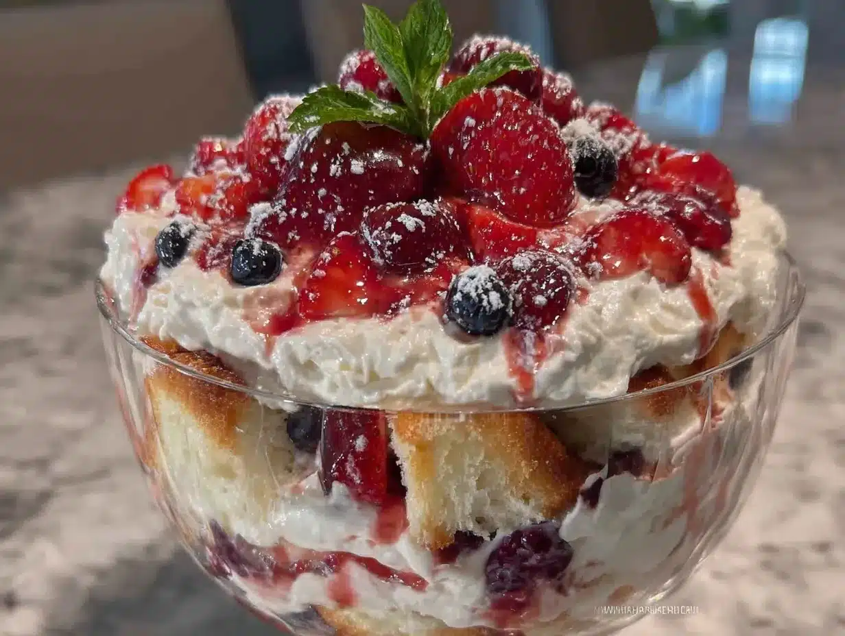red white and blue berry trifle preparation steps