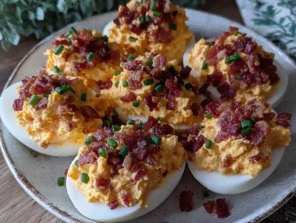 savory bacon cheddar deviled eggs - featured image