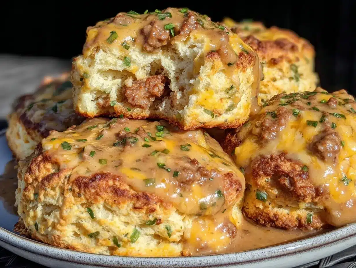 savory jalapeño cheddar biscuits with creamy sausage gravy preparation steps