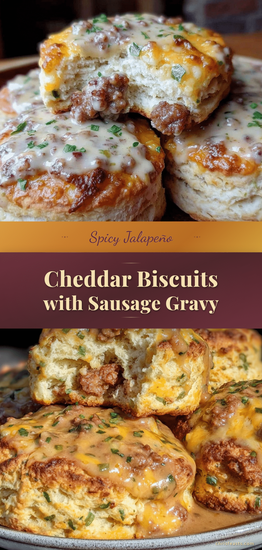 savory jalapeño cheddar biscuits with creamy sausage gravy recipe