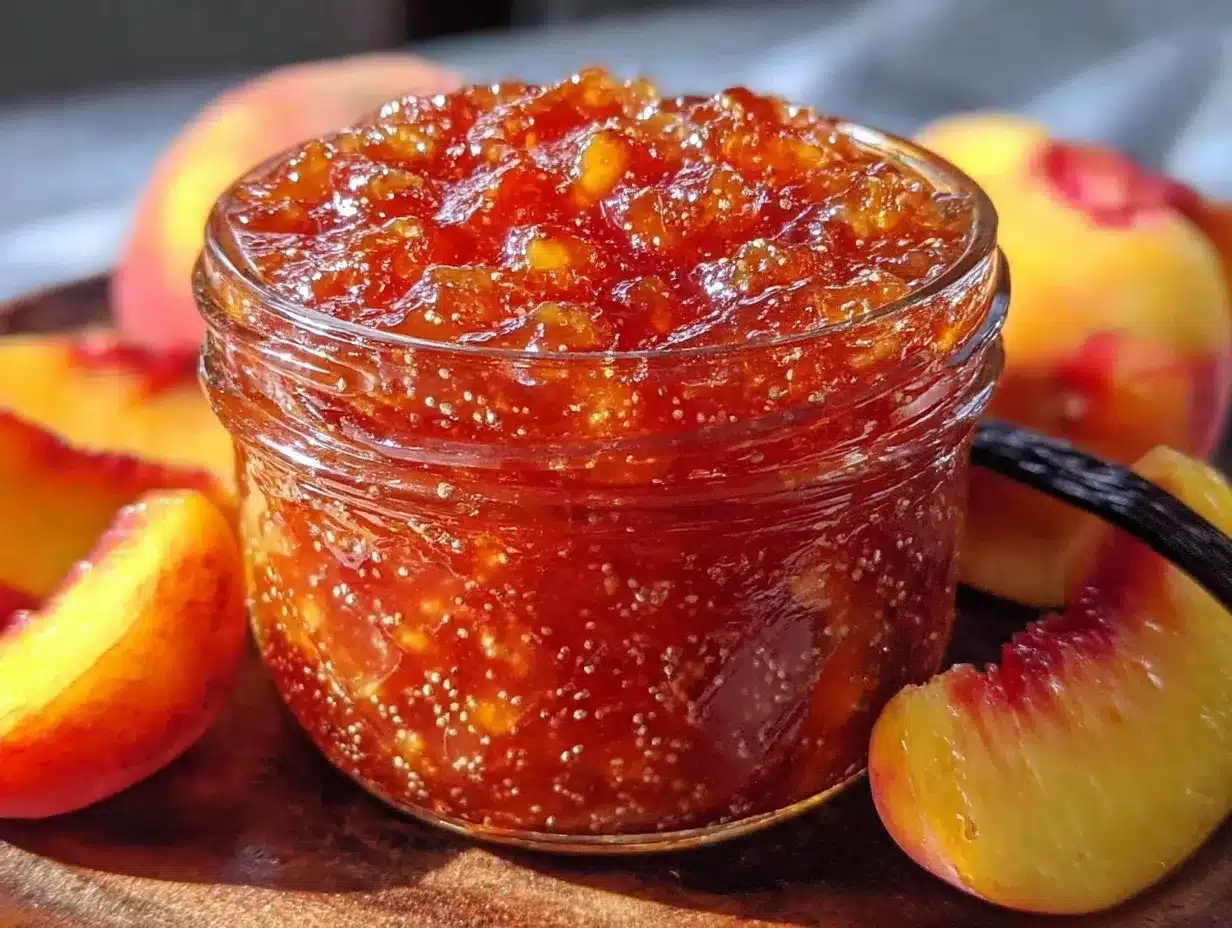 small batch peach vanilla bean jam preparation steps