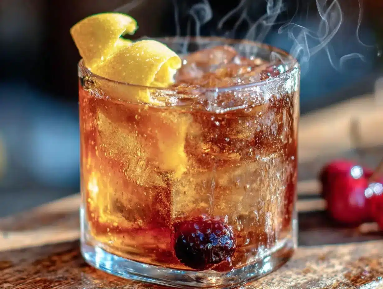 smoked old fashioned cocktail preparation steps