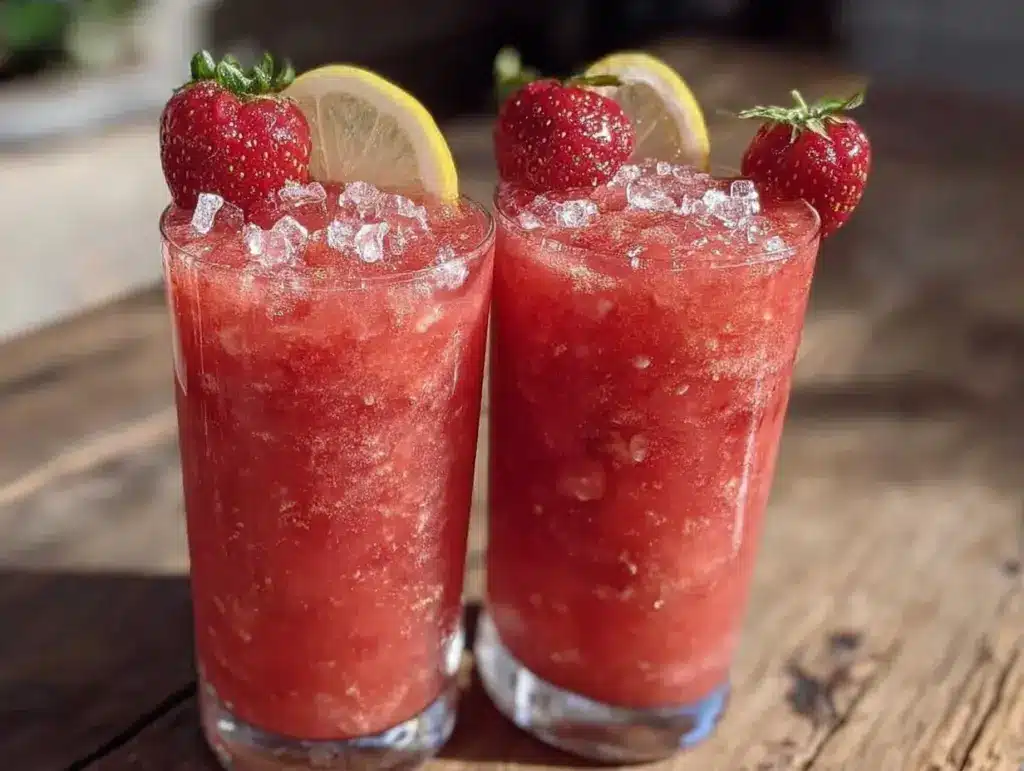 spiked strawberry lemonade slushies - featured image