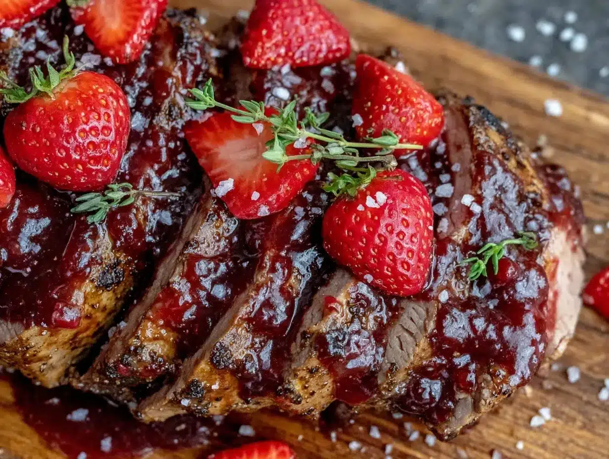 strawberry balsamic glazed pork tenderloin preparation steps